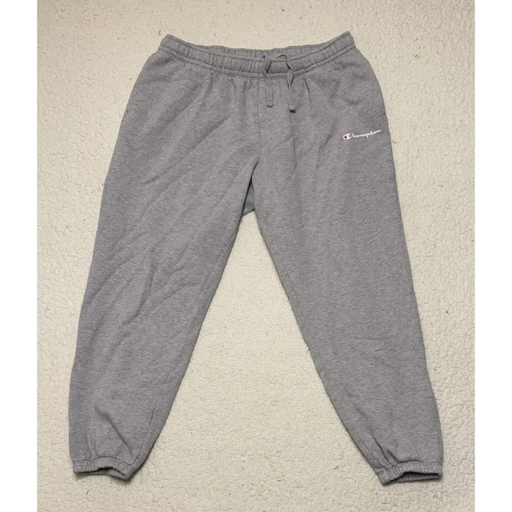 Champion Mens Authentic Athleticwear Gray Fleece Sweatpants Size L Pockets Solid